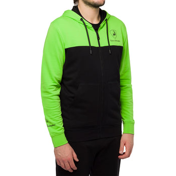 Felpa con cappuccio nera e verde da uomo Tonino Lamborghini, Abbigliamento Sport, SKU a721000201, Immagine 0